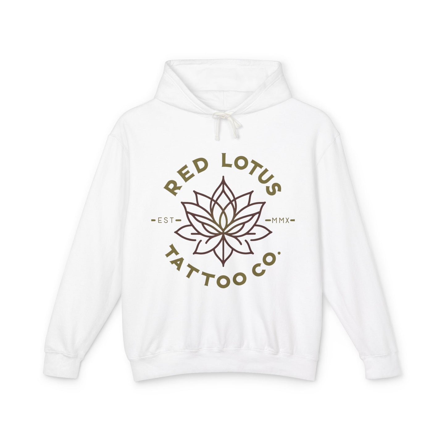 Red Lotus Tattoo Company Mustard Logo Unisex Lightweight Hooded Sweatshirt