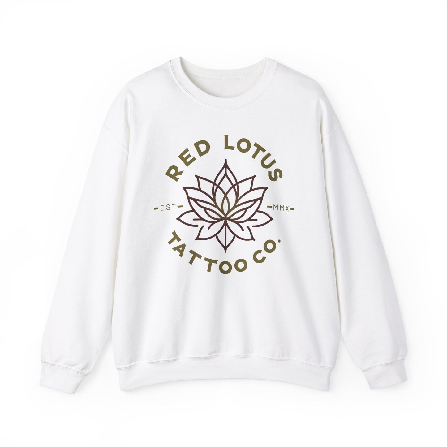 Red Lotus Tattoo Company Mustard Logo Unisex Heavy Blend™ Crewneck Sweatshirt