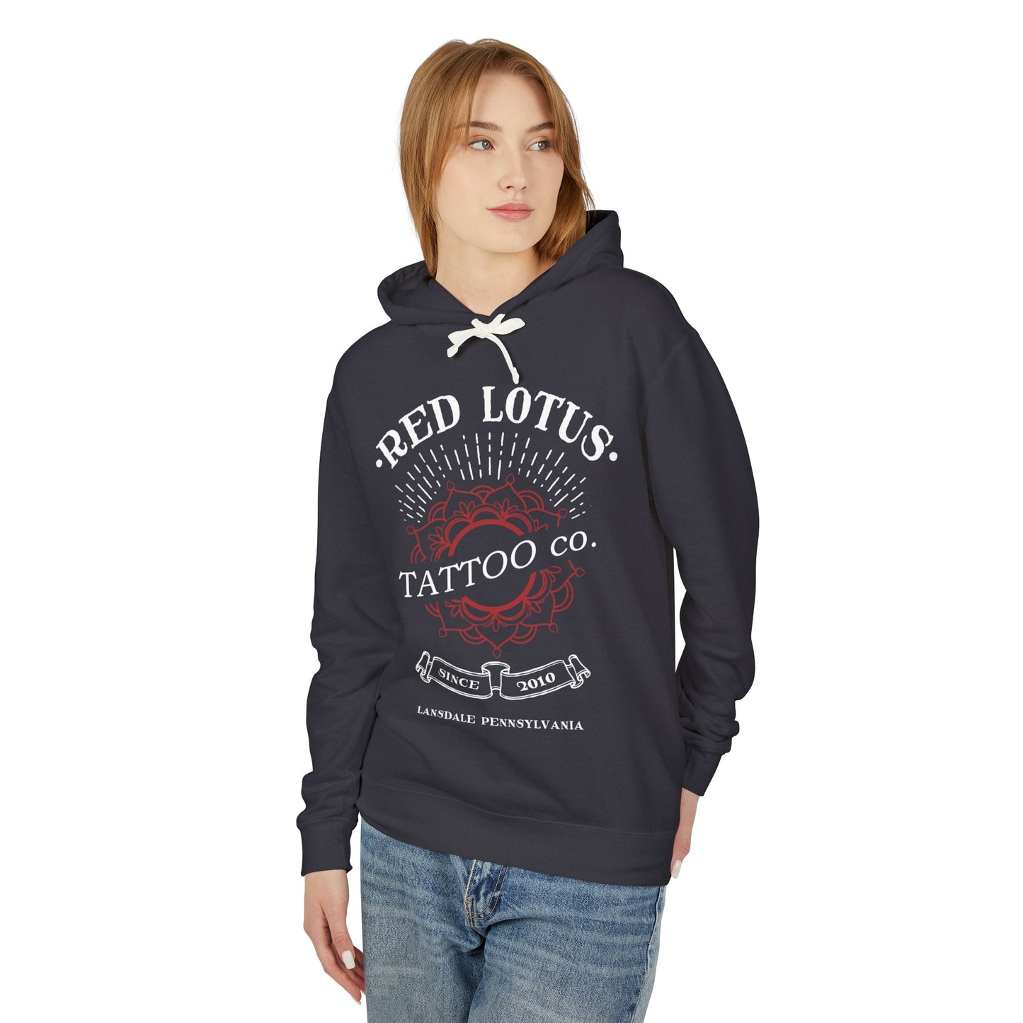 Red Lotus Tattoo Company Classic Logo Unisex Lightweight Hooded Sweatshirt