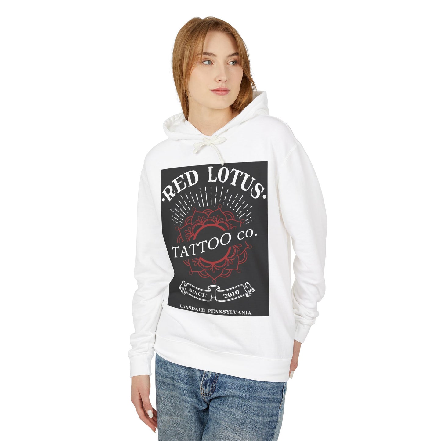Red Lotus Tattoo Company Classic Logo Unisex Lightweight Hooded Sweatshirt